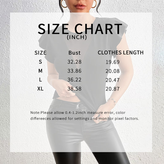 Women Summer Ruffle Tops Sexy Mesh Panel Short Sleeve Shirts Trendy Casual Slim Fitted Tees Blouse