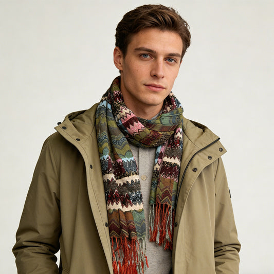 Long Scarf,Nature-inspired Jacquard Green Leaf Motif Scarf,vacation,daily Life,evening Party,Office Appropriate Subtlety For Women Men,for Casual Outfits