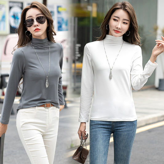 Fleece-lined T-shirt Versatile Style Stylish Base Top For Any Look