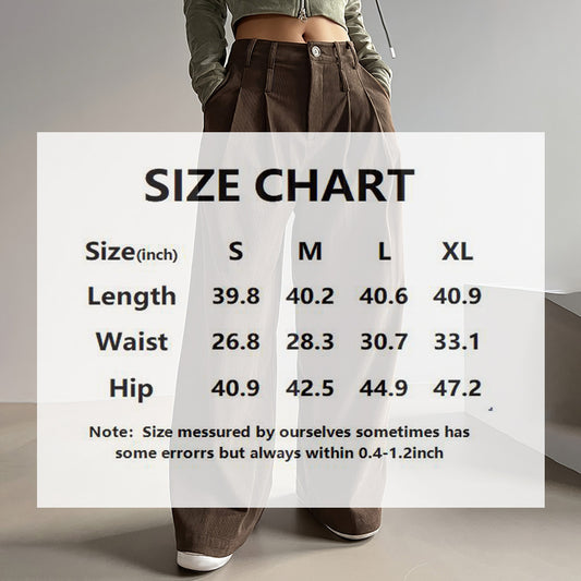 Women's Solid Color High-Waisted Pleated Pants, Wide Leg Trousers With Pockets For Casual Spring And Fall Wear
