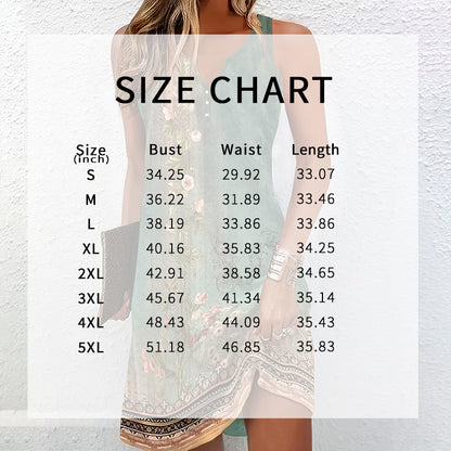Women's A-Line Midi Tank Dress - Sleeveless Floral Summer Beach Dress