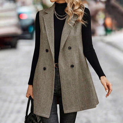 Women's Sleeveless Blazer Vest, Trendy Fall Winter Business Casual Cardigan