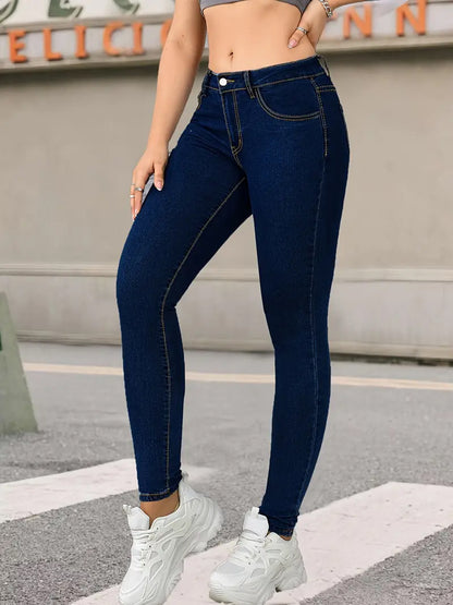 Women’s Jeans, Tight Fitting Slim Fit Small Leg Jeans, Autumn New Item, Women’s Stretch Pencil, Slimming High Waist And Hip Lifting Pants, Korean Version Trendy Jeans, Stretchy