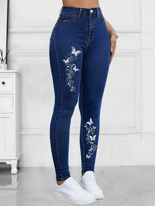Autumn European And American Embroidered Jeans, Pencil Pants, Small Legs, Women’s New Style, Foreign Trade Quality, Casual, Tall, Skinny, Slimming Pants, Jeans, Women’s Small Legs