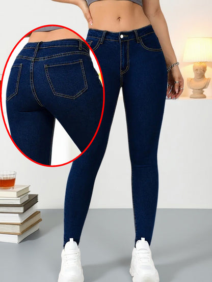 Women’s Jeans, Tight Fitting Slim Fit Small Leg Jeans, Autumn New Item, Women’s Stretch Pencil, Slimming High Waist And Hip Lifting Pants, Korean Version Trendy Jeans, Stretchy