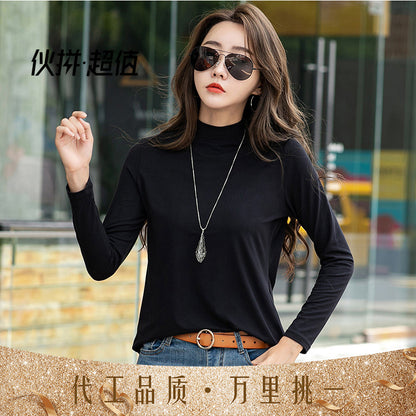 Fleece-lined T-shirt Versatile Style Stylish Base Top For Any Look