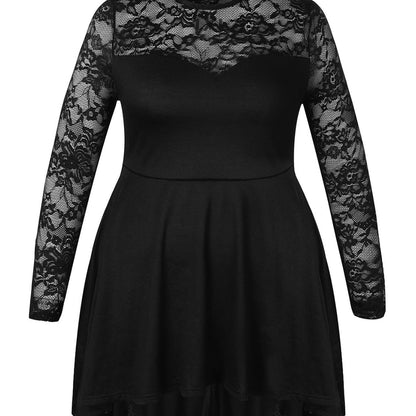 Elegant Lace-panelled Top With A Short Front Long Back Hem