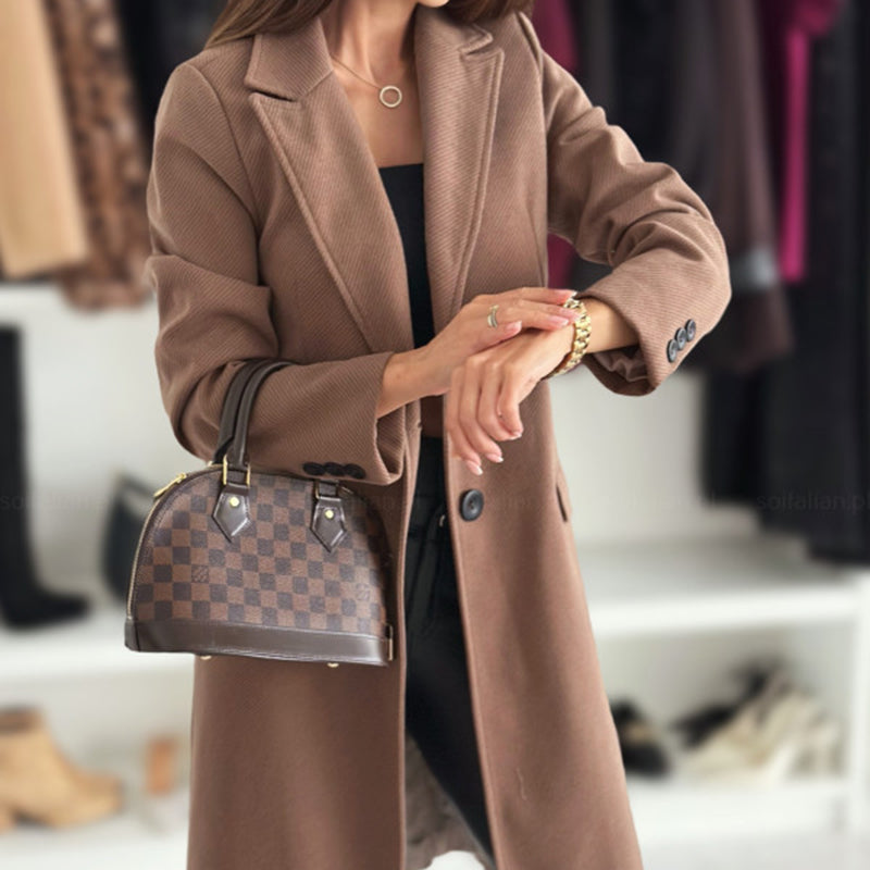 Women's Notch Lapel Trench Coat, Single Breasted Mid-Long Coat