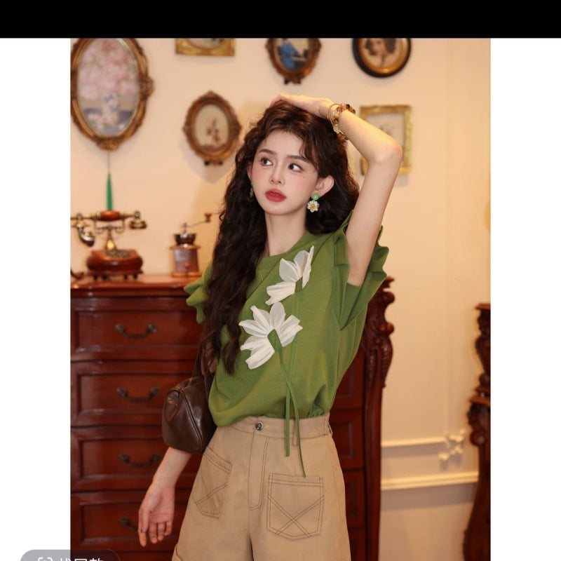 2025 Summer New French-Style Short-Sleeve T-Shirt For Women