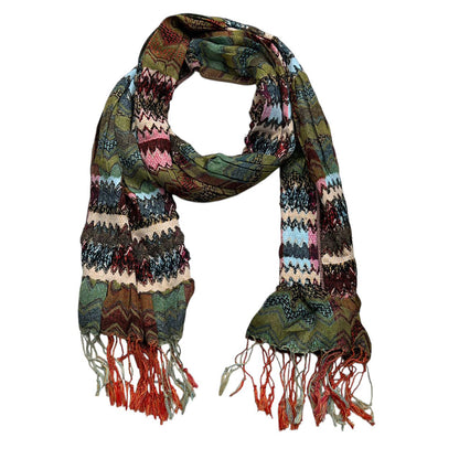 Long Scarf,Nature-inspired Jacquard Green Leaf Motif Scarf,vacation,daily Life,evening Party,Office Appropriate Subtlety For Women Men,for Casual Outfits