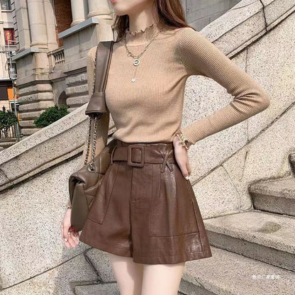 Versatile High-waisted Leather Pants For Women