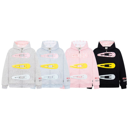 Womens Unique American-Style Oversized Hair Clip Hooded Coat