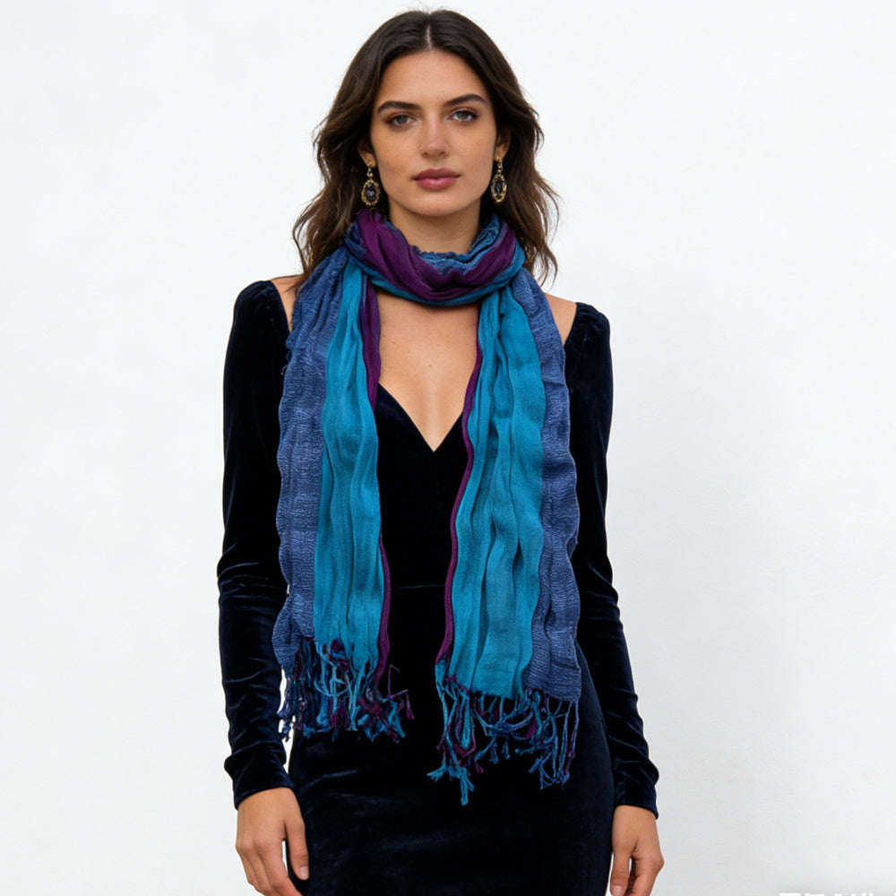 Sky Blue Dyed Crinkle Scarf,vacation,daily Life,evening Party,Office Appropriate Subtlety For Women Men,for Casual Outfits