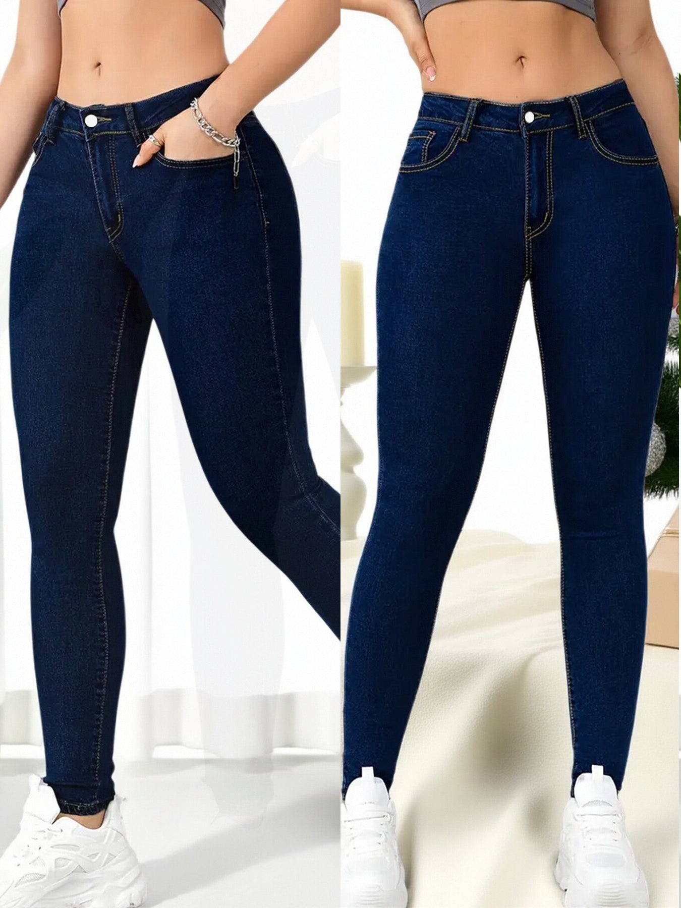 Women’s Jeans, Tight Fitting Slim Fit Small Leg Jeans, Autumn New Item, Women’s Stretch Pencil, Slimming High Waist And Hip Lifting Pants, Korean Version Trendy Jeans, Stretchy