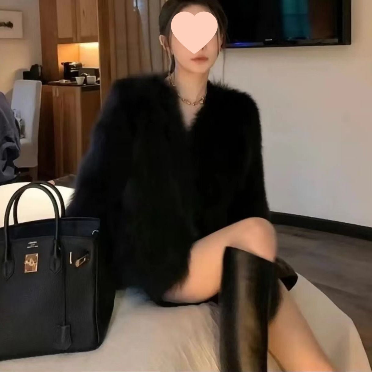 Korean-style Fluffy Womens All-match Winter Coat