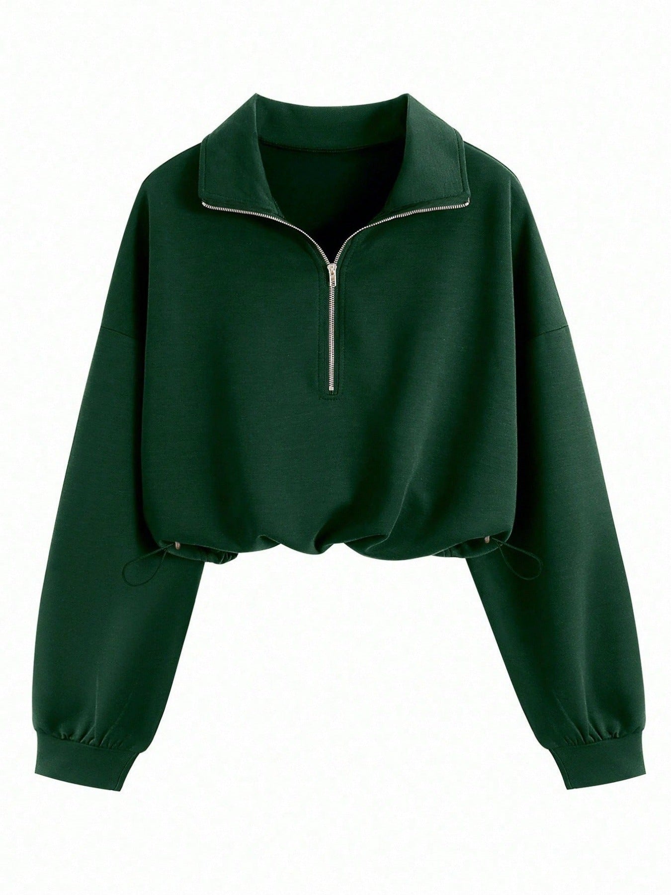 Lapel-collar Waist-cinching Long-sleeve Hoodie Jacket