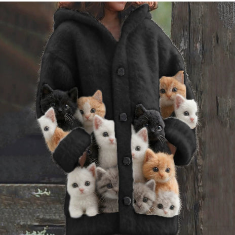 Womens Printed Casual Sweatshirt Jacket