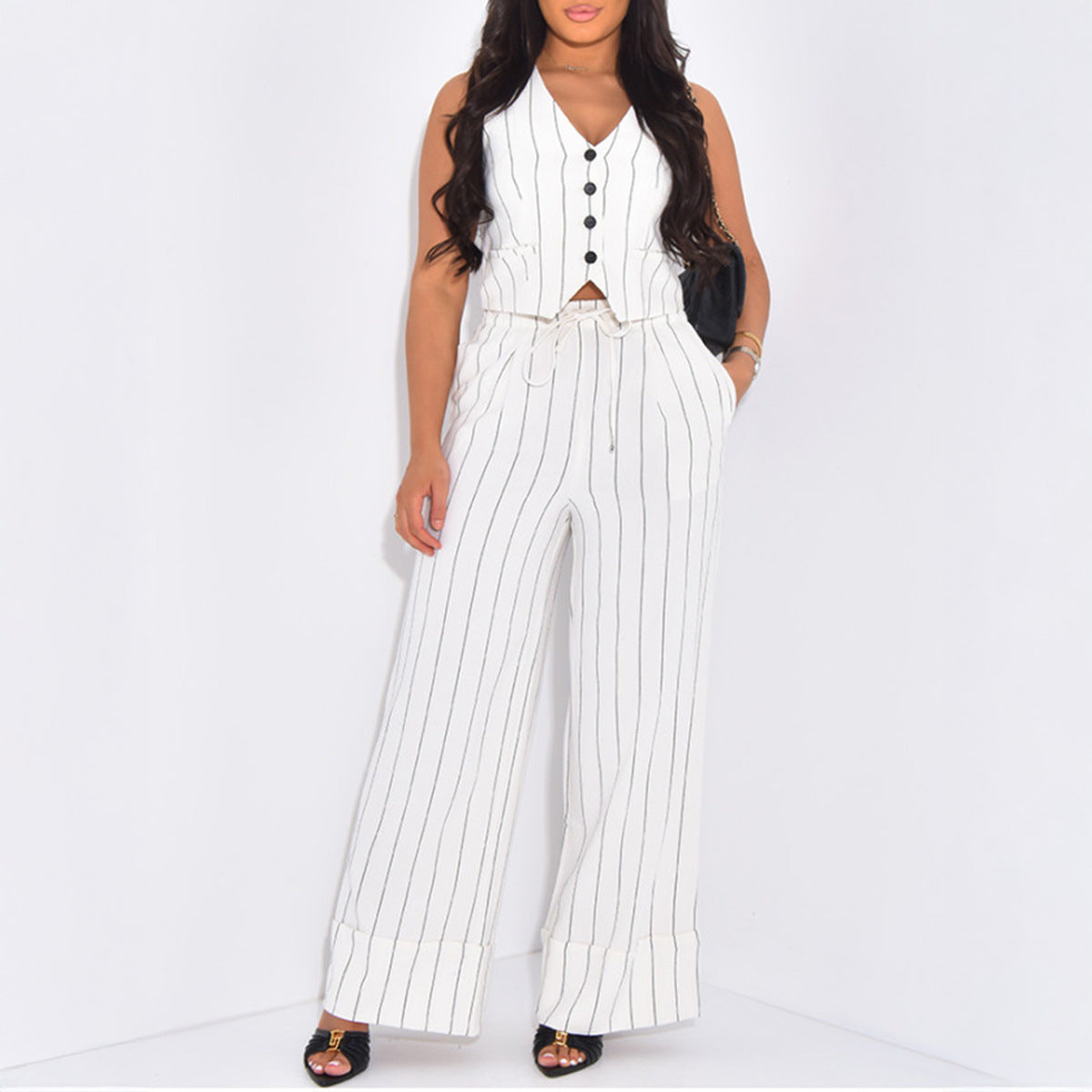 Womens Stylish, Minimalist Commuter Striped Set