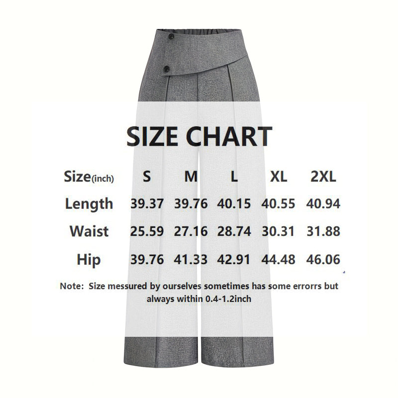 Women's Elegant High-Waisted Wide Leg Pants, Solid Color Button Detail Trousers For Office And Casual Wear