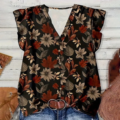 Womens Ruffle Short Sleeve Tops V Neck Button Down Shirts Dressy Casual Tunic Blouses