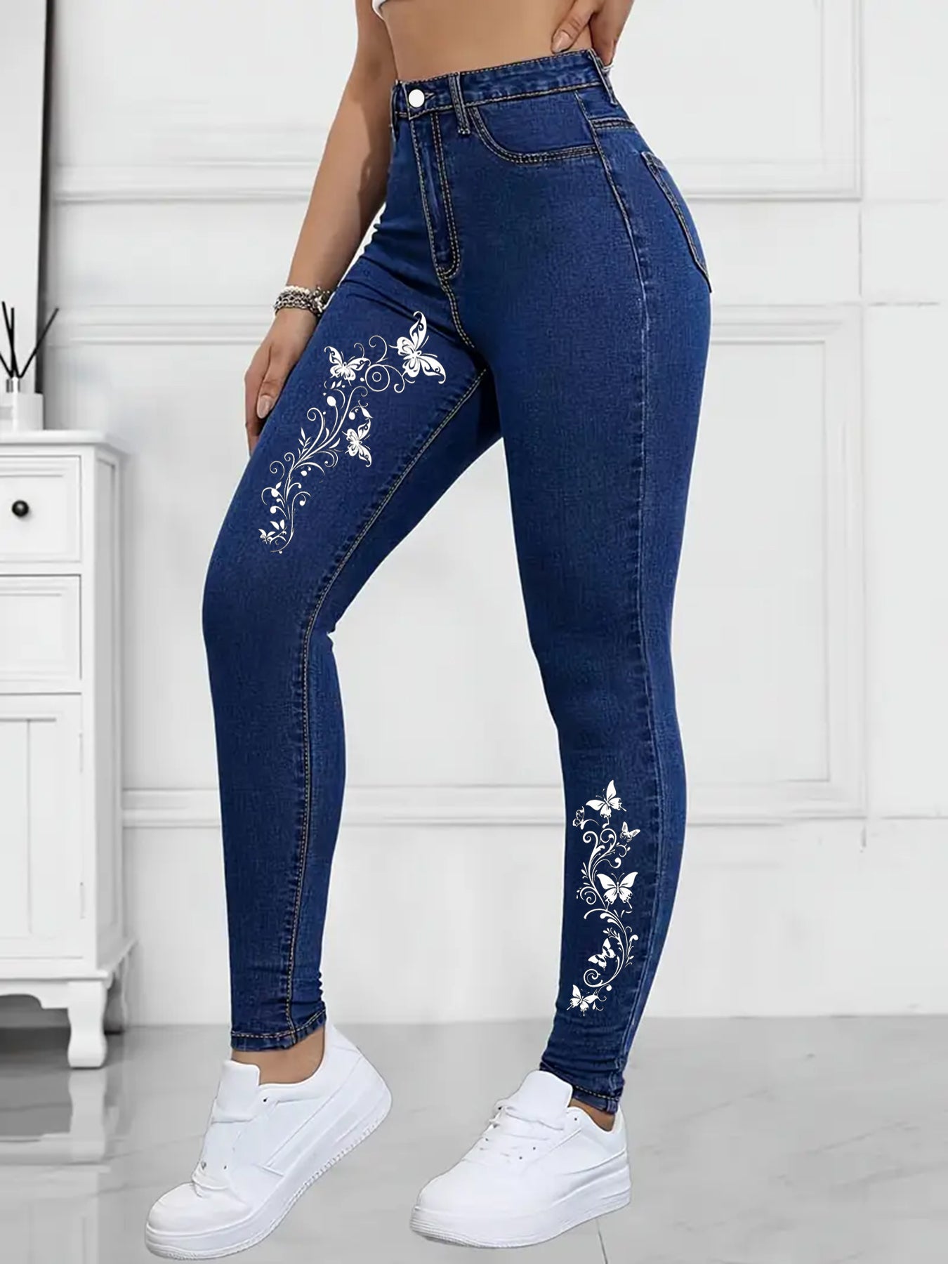 Autumn European And American Embroidered Jeans, Pencil Pants, Small Legs, Women’s New Style, Foreign Trade Quality, Casual, Tall, Skinny, Slimming Pants, Jeans, Women’s Small Legs