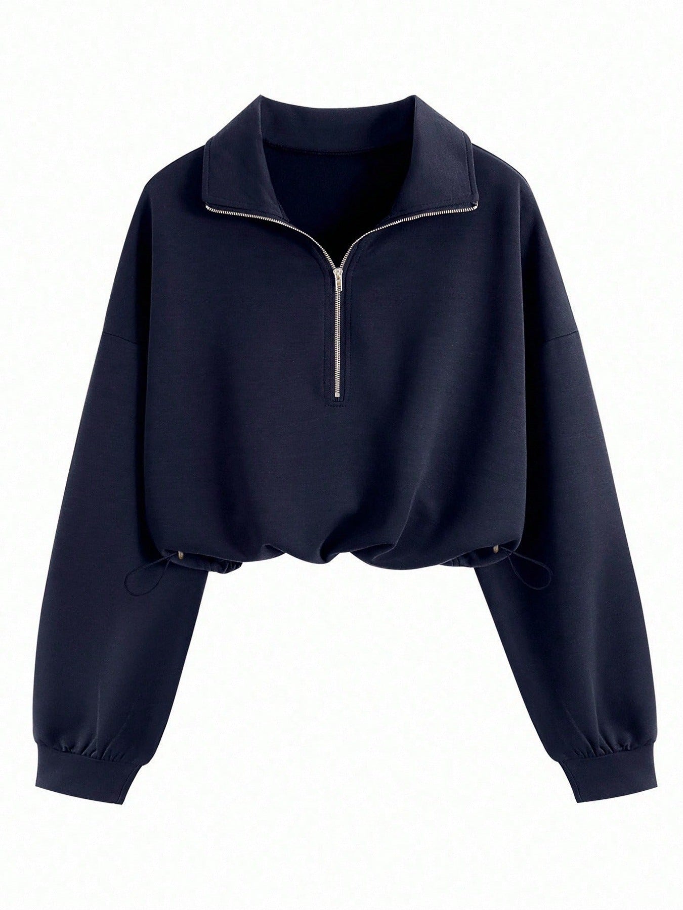 Lapel-collar Waist-cinching Long-sleeve Hoodie Jacket