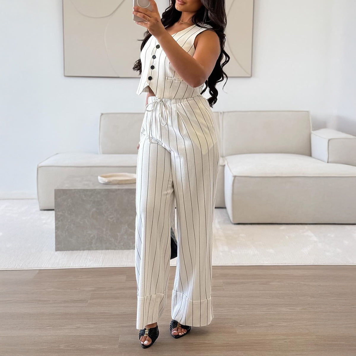 Womens Stylish, Minimalist Commuter Striped Set