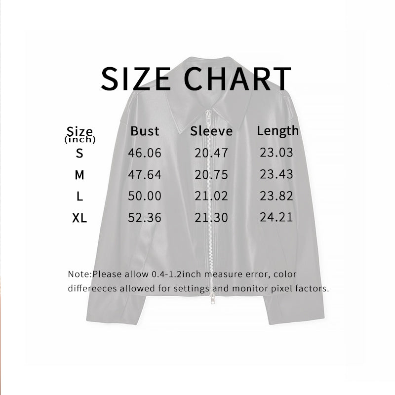 Women's Faux Leather Jacket, Cropped Zip Up Long Sleeve Casual Coat With Pockets