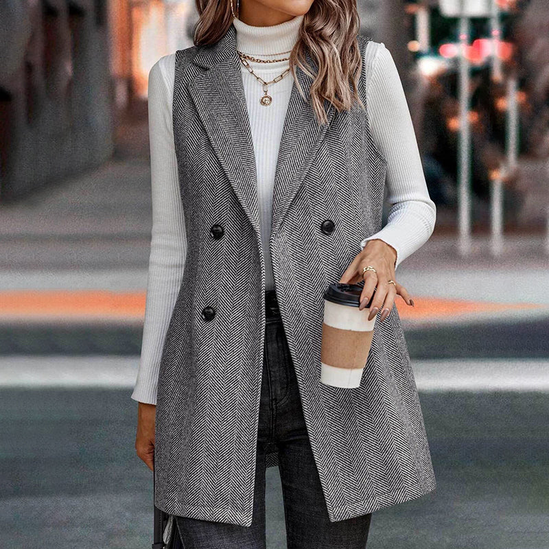 Women's Sleeveless Blazer Vest, Trendy Fall Winter Business Casual Cardigan