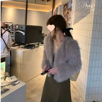 Korean-style Fluffy Womens All-match Winter Coat